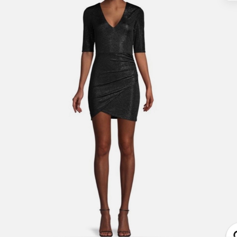 Alice and Olivia Judy Mini Dress Ruched, Body Con, metallic Size 2 NWOT